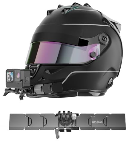 Lupholue Kits de Fixation de Menton Collants pour Casque de Moto améliorés avec Bras détachables Compatible with GoPro Hero 12, 11, 10, 9, 8, 7, (2018), Session, DJI Osmo Aciton 3/2, caméra AKASO