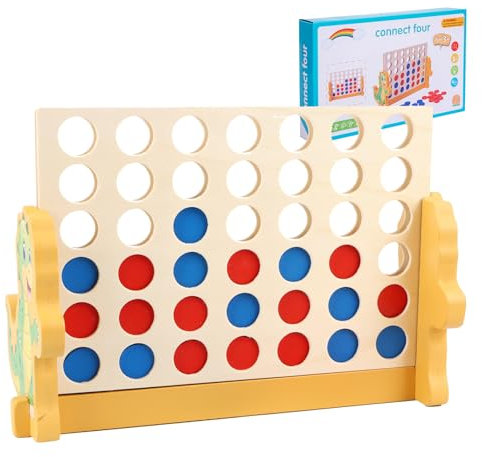 Vier Gewinnt Spiel Reisespiel, 4 Gewinnt Klassik, Holz 4 in Einer Reihe Spiel-klassisches Strategie-Spiel für Kinder, 4 in Einer Reihe Spiel Vertikales Brettspiel, Strategiespiel für 2 Spieler