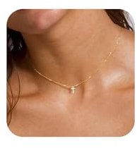 TINGN Kreuz Kette Damen - Halskette Damen Gold Anhänger Kreuz Halskette Gold Personalisierte Kreuz Kette für Teenager Mädchen Mode Schmuck für Frauen und Mädchen