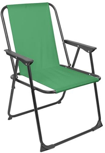 Harbour Housewares Folding Beach Chair - Green - Pack of 1 - Metal Outdoor Patio Seat Lightweight Portable Deck Chair for Picnic, Garden, Camping, Fishing