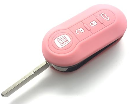 Generic Coque de protection en silicone pour clé de voiture compatible avec Fiat 500 500L Abarth Grande Punto Brava Panda Stilo Linea Rose layette