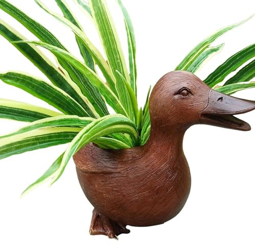 TROONZ Enten-Übertopf, Enten-Übertopf | Bezaubernder -Sukkulenten-Übertopf aus Kunstharz | Tier-Blumentopf, Tisch-Bonsai-Kaktus-Blumen-Blumentopf, Desktop-niedlicher Cartoon-Vasenhalter, dekorativer