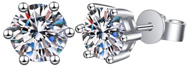 OIDEA Damen Ohrringe Moissanite Ohrstecker: 1 Karat Moissanite Diamant Piercing 925 Sterling Silber VVS1 D Farbe Verlobung Hochzeit Geburtstag Muttertag Geschenk für Frauen oder Mutter
