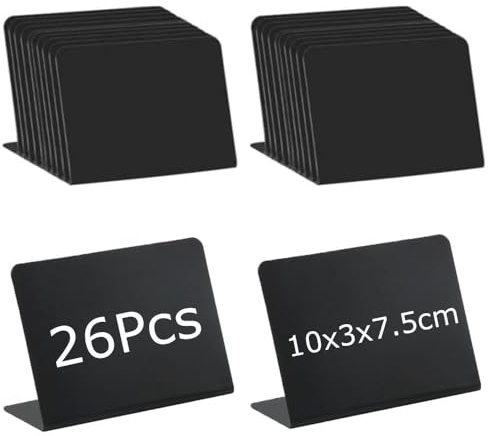 Esforzarse 26 Stück Mini Tafeln zum Beschriften, L-Form Mini Kreidetafel, Abwischbar für Nachrichtenschilder, Partydekoration, Tischkarten, Praktisches Zubehör für Events, Hochzeiten, Cafés