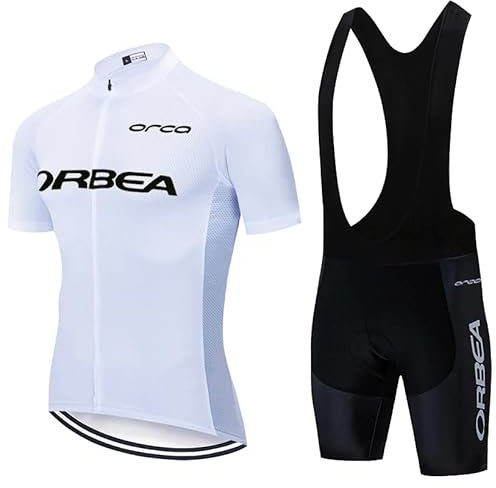 NUOJIA Conjunto de maillot de ciclismo para hombre, manga corta, pantalón corto acolchado de gel 19D, ropa de ciclismo para bicicleta de montaña