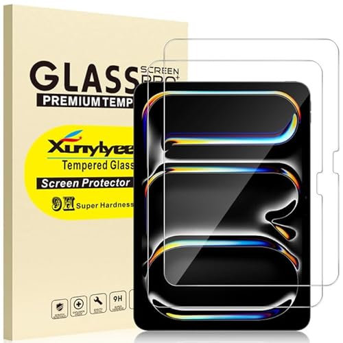 XunyLyee 2 Piezas, Protector Pantalla para iPad Pro M4 11 Pulgadas 2024 Cristal Templado Film