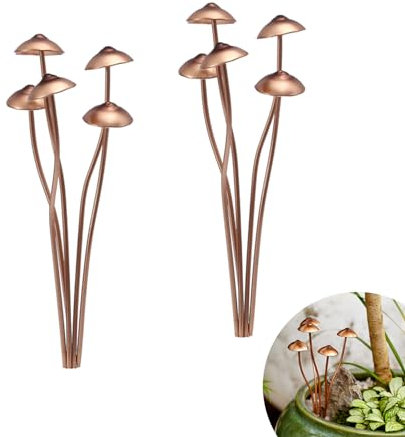 Fofetbfo 2Pcs Metal Mushroom Garden Statue Stakes, Yard Art Decorative Stakes for Lawn Patio