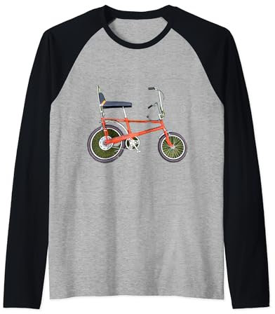 Mk 1 Raleigh Chopper Orange 1970s Retro Vintage Bike Raglan Baseball Tee