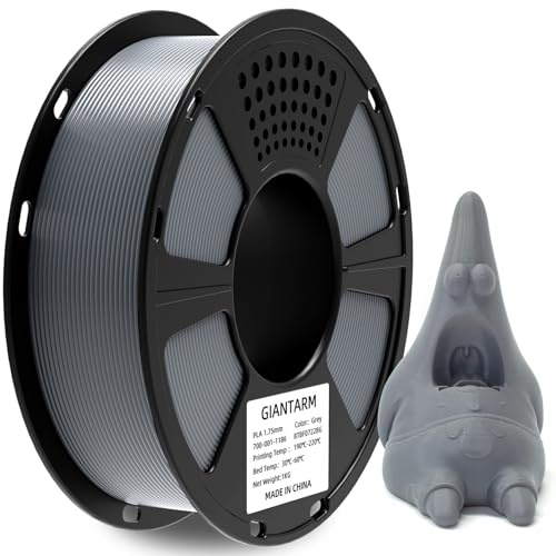 GIANTARM PLA-Filament, 1,75 mm für 3D-Drucker, PLA-Filament mit Maßgenauigkeit +/- 0,02 mm, PLA 1-kg-Spule, Grau