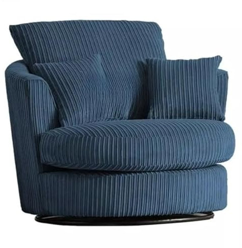 SOFA SCENE Jumbo Cord Swivel Chair, Blue