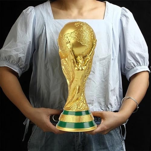 SUSANMAISON Trofeo replica della Coppa del Mondo di calcio in 4 diverse dimensioni, con portachiavi, in resina, regalo da collezione con portachiavi, per gli appassionati di sport, decorazione per la