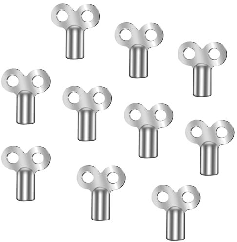 Radiator Bleed Key, Pack of 10 Solid Brass Radiator Keys, 5mm Radiator Key for Bleeding Radiators and Air Vent, Durable Radiator Valve Clock Key for Optimizing Central Heating Systems in The UK