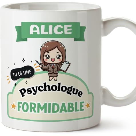 Mugffins Tasses Personnalisables pour PSYCHOLOGUE femme - En Français - Cadeau Personalisé- Tu es formidable - Kawaii - 11 oz / 330 ml