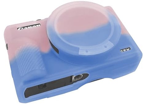 Easy Hood Camera Case for Canon G7 X Mark III, G7X3 Camera Cover Soft Silicone Protective Case Camera Body Skin Sleeve with Removable Lens Cover for Canon Powershot G7X Mark III DSLR Camera,Blue Pink