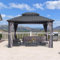 PURPLE LEAF 3m x 3.65m Hardtop Gazebo Aluminum Double Layer Roof Modern Outdoor Garden Canopy with Ventilated Roof Sunshade Curtains and Insect Netting Perfect for Enhancing Your Lawn and Patio