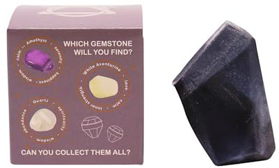 Ancient Wisdom Kristallelementseife Typ Luft mit überraschendem Heil-Edelstein des Luftelements, Amethyst, weißer Aventurin oder klarer Quarz, handseife, duschseife, naturseife