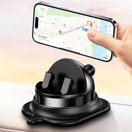 Jemey Car Phone Holder for Dashboard, 360° Rotatable & Vertical 30° Adjustable Car Phone Mount with Non-Slip Silicone, Universal Car Phone Stand for iPhone 16 15 Pro Max, Samsung, Smartphones