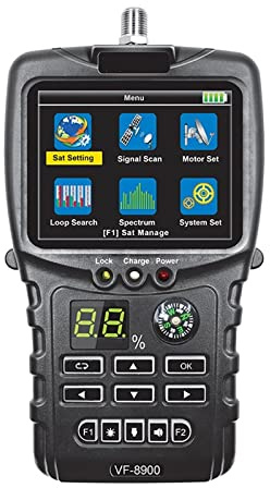 Misuratore di Campo, VF-8900 Sat Finder for Ricevitore Satellitare DVB S2/DVB S Dish TV Satfinder Bussola Satellite Finder Meter Loop Ricerca Spettro ,per l'impostazione della parabola satellitare