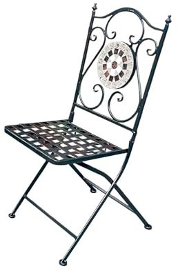 BURI Gartenstuhl aus Eisen Mosaik Stuhl Balkonstuhl Klappstuhl Metallstuhl klappbar Garten