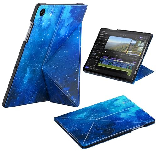 EasyAcc Hülle für Samsung Galaxy Tab A9+/ A9 Plus 11 Zoll 2023 SM-X210/ X215/ X216, Book Cover Faltbares K-Muster-Panel mit Standfunktion und Auto Wachen/Schlafen, Blauer Sternenhimmel