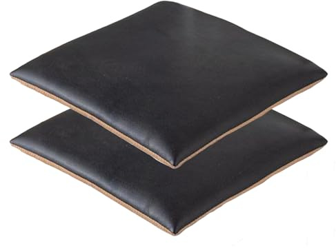 SWECOMZE 2er-Set Leder-Küchenstuhlkissen Stuhlkissen, Sitzkissen aus Kunstleder Stuhlkissen Anti-Rutsch Sitzpolster Sitzauflage für Esszimmerstühle (Schwarz,50x50cm)