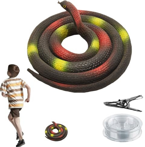 Moxeupon Fouet de serpent réaliste avec cordon de serrage et - Kit de farces en silicone avec fermeture à clip pour le golf et les plaisanteries - Pour Halloween, le poisson d'avril et les