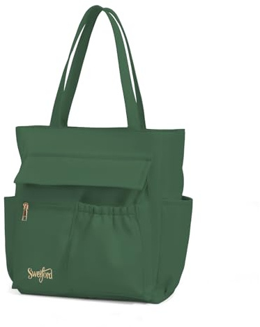 Sweeford Strandtasche XXL Damen - Großes Tote Bag mit Reißverschluss, Handtaschen für Arbeit, Schule, Strand & mehr (Grün)