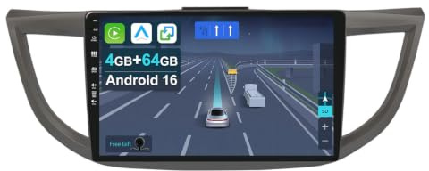 [4+64G] Android 16 Car Stereo Radio for Honda CRV 2012-2017-IPS 10.1 Inch 2 Din Head Unit with Carplay | Android Auto | Mirror Link | GPS Navigation Navi | Bluetooth | Camera