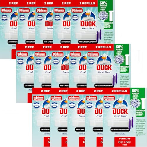 Duck Fresh Discs Toilet Cleaner Refills, Eucalyptus, Anti-Limescale, 2 Refills with 12 Discs