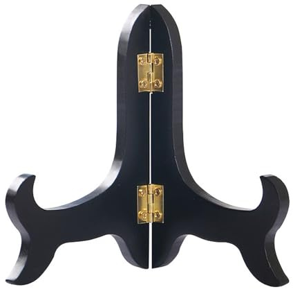 EMTPJAL 2pcs 4 Easel Plate Holder, Wooden Folding Display Stand Black for Decorative Picture Frame