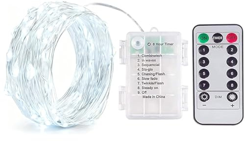XVZ LED Lichterkette Batterie - 2m 20 LED Fairy Lights Batterie mit Timer, 8 Modi mit Fernbedienung Weihnachten Lichterketten für Hochzeit Party Garten und Haus Deko