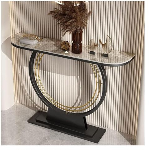 Sxlawesom Table d'entrée Console à Base géométrique, Console Moderne étroite et Longue, Table d'appoint contemporaine pour Salon, Couloir ou entrée(Black#D,80 * 30 * 80cm)