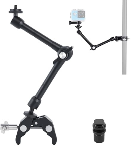 OTraki 11 Zoll Verstellbarer magischer Arm mit Superklemme,Cold Shoe, 1/4 Gewinde, Handy/Action Cam Halterung Adapter,Monitor Halterung mit Kaltschuhhalterung für Blitz/LED-Licht/Mikrofon/Monitor