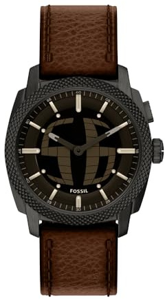Fossil Machine Uhr für Herren, 41-mm Ana-Digi-Big Tic Uhrwerk mit Edelstahl- oder Lederarmband