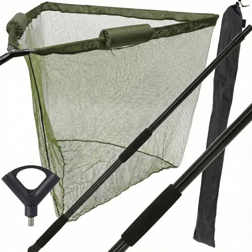Filet de pêche à la Carpe - Filet de pêche à la Carpe avec poignée télescopique en Fibre de Carbone de 2 m - Design Flottant pour Grande Carpe - Sac de Transport Inclus