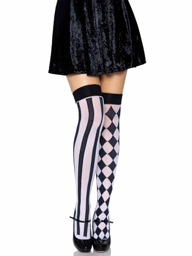 LEG AVENUE Damen Harlekin Oberschenkelstrümpfe Strumpfhose, Schwarz, Einheitsgröße EU