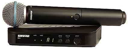 Shure BLX24/B58 UHF Wireless Mikrofonsystem - Perfekt für Kirche, Karaoke - 14-Stunden Akkulaufzeit, 100m Reichweite | Enthält BETA 58A Handheld Vocal Mikrofon, Single Channel Empfänger | S8 Band