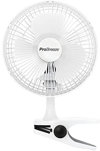 Pro Breeze 6 Inch Clip on Fan with 2 Speeds, Mains Powered, 360° Rotation, Silent Desktop Fan with Strong Airflow - Mini Plug in Silent Desk Fan, Ideal Electric Air Circulator for Bed, Cot & Desk top
