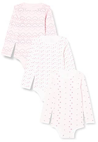 Care Body LS - AOP (3-pack), Body Manica Lunga Bimba 0-24, Rosa Lightrose (500), 3-6 mesi