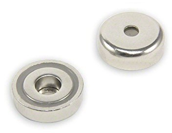 N42 Neodymium Pot Magnet for Arts, Crafts, Model Making, DIY, Hobbies, Office, and Home - 25mm dia x 8mm thick x 5.5mm c/bore - 20kg Pull - Pack of 4