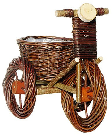 Deko-Dreirad, Pflanzschale, Dreirad aus Weide geflochten - 30 x 19 cm Dunkelbraun