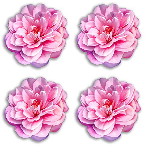 Lot de 4 autocollants en vinyle Motif fleurs roses 10 cm – Autocollant pour voiture bagages Cadeau de voyage #19240 (10 cm de largeur)