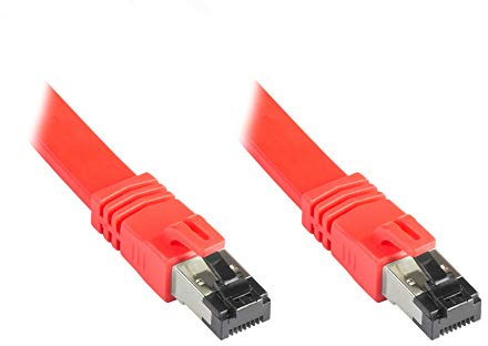 Good Connections Premium Cat. 8.1 FLACH-Patchkabel - 15 m - U/FTP - 40GBit/s - 2000MHz - Kupfer-Leiter CU - Halogenfrei LSZH - Netzwerk-LAN-Kabel kompatibel zu CAT. 7 / 6A / 6 / 5e - ROT