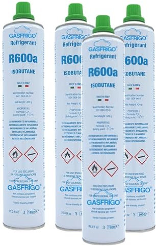 GASFRIGO® - NR. 4 BOMBOLA GAS R600A R600 420 GR x FREEZER FRIGO CONGELATORE