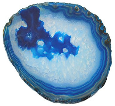 sharprepublic Tranche de Géode d'Agate Naturelle sous-Tasse Plateau Dessous De Tasse Verre Ustensile Cuisine - Bleu Marin