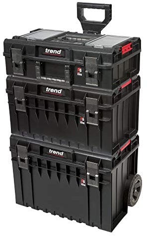 Trend 91L Pro Storage System Modular 3 Piece Cart & Case Set, Water and Dust Resistant, Stackable with Lockable Compartments, MS/P/SET3C