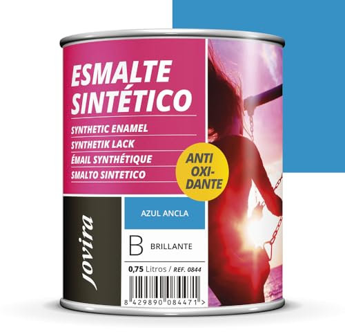 JOVIRA PINTURAS Esmalte Sintético Antioxidante. Esmalte directo sobre oxido. Para la protección y decoración de superficies de madera, hierro y acero. Brillante (750 Mililitros, Azul Ancla)