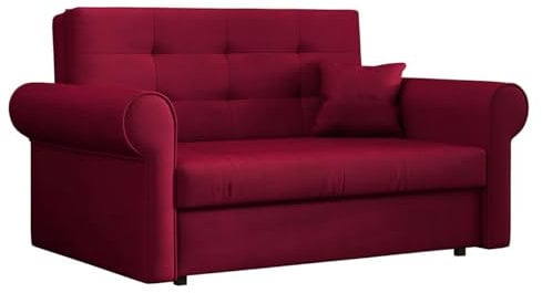 Mirjan24 Schlafsofa Viva Silver II mit Bettkasten, 2 Sitzer Polstersofa mit abgerundete Armlehnen, Sofa mit Schlaffunktion, Sofagarnitur inkl. Kissen, Bettsofa, Wohnlandschaft (Kronos 02)