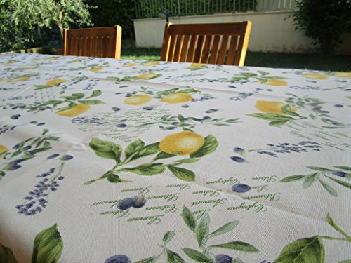 Pago Poco Rechteckige Tischdecke mit Zitronenmuster, 100 % Baumwolle, in allen Größen, hergestellt in Italien, 140 x 180 cm