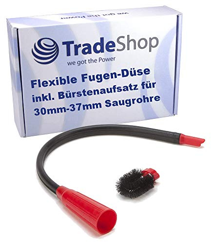 Trade-Shop Ersatz für Universal Fugen-Düse für 30mm - 37mm Staubsauger - enorm biegsam und flexibel - inkl. Bürsten-Aufsatz für Heizungen, Ritzen, Sofas uvm.